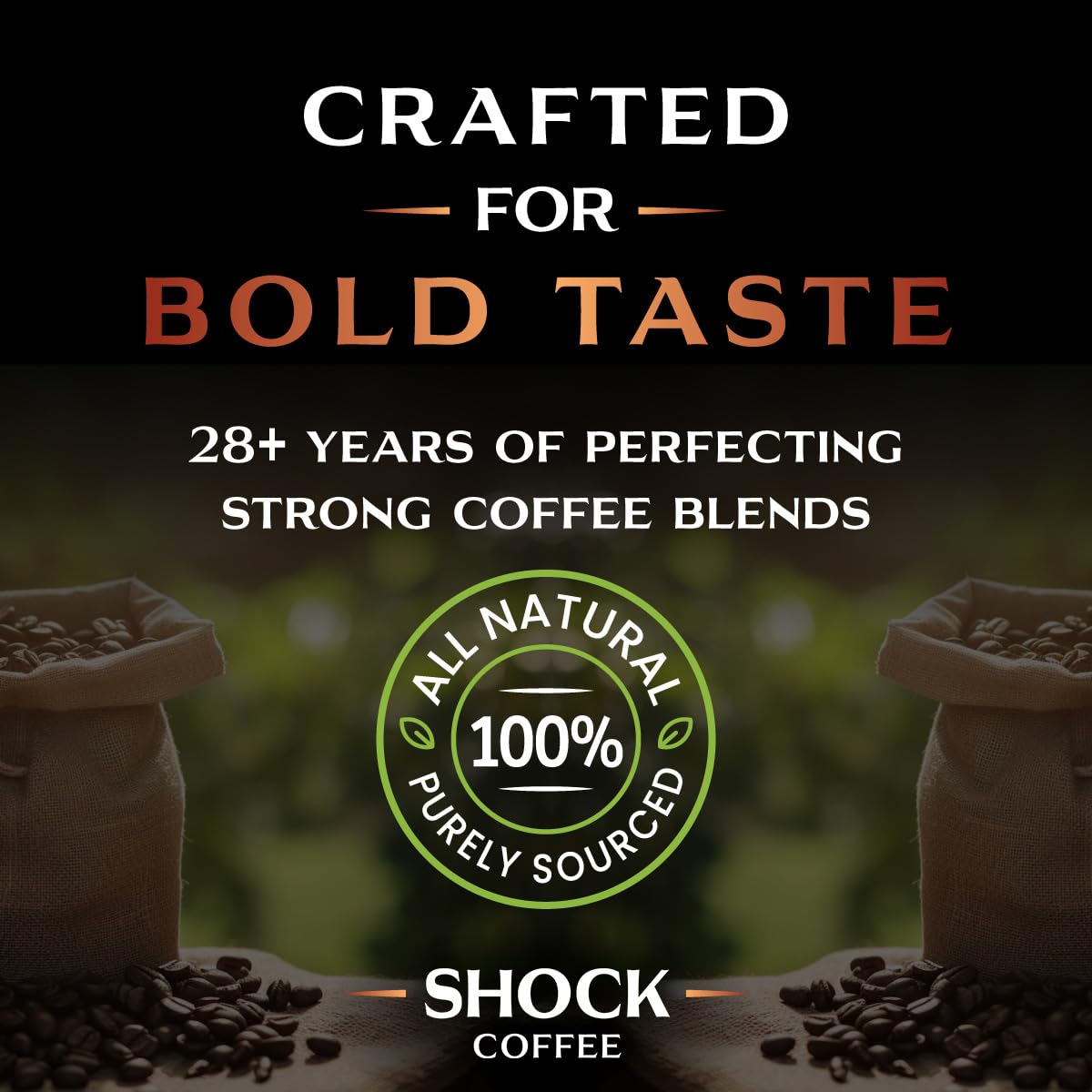 Shock Coffee Whole Bean, The Strongest Caffeinated All-Natural Coffee, Up to 50% more Caffeine. 3 LB
