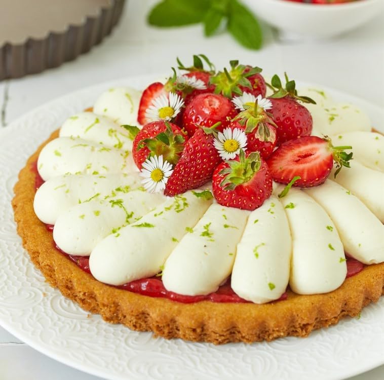 Paderno World Cuisine 8.625 Inch Fluted Non-Stick Tart Pan with Removable Bottom