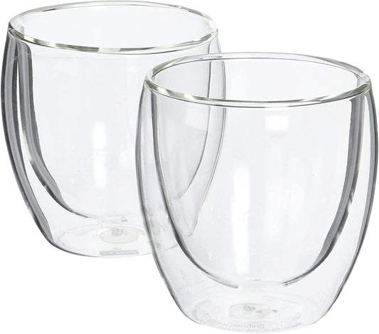 Octavius Double Wall Glass Cup Set | Perfect for Hot & Cold Beverage Lovers | (Set of 2) 8 Ounces Glass Clear Coffee Cups | Cups For Tea, Cappuccino, Latte, Hot Beverages Cup