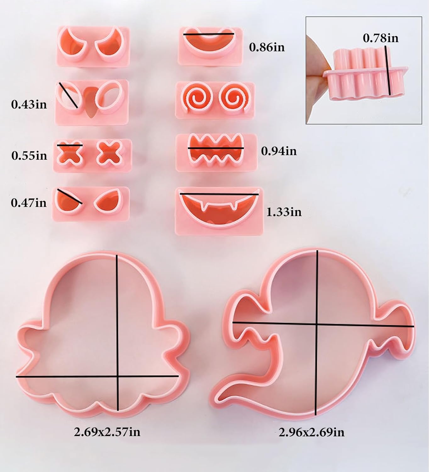 10Pcs Halloween Cookie Cutters, 3D Cookie Cutter with Plunger Stamp, Ghost Biscuit Cutters Cake Baking Fondant Embosser Stamps Halloween Party DIY Cake Decorating Tools(L10)