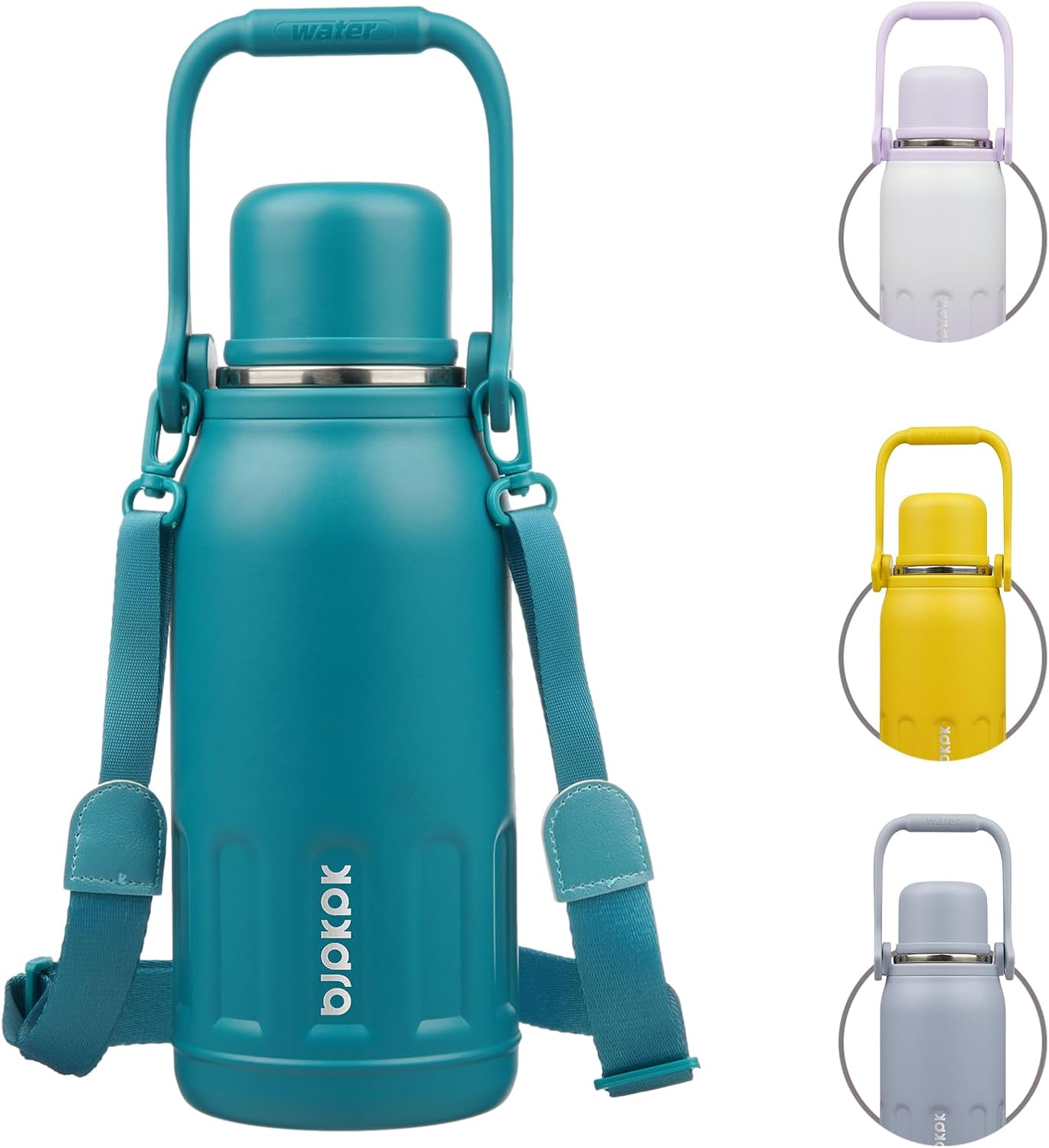 BJPKPK Insulated Water Bottle 40oz Stainless Steel Water Bottles with Handle and Cup Lid Vacuum Insulated Metal Thermos for Traveling,Laguna