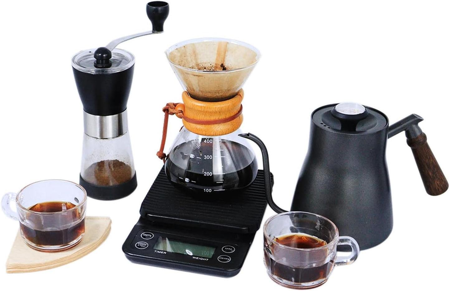 SOTECH Portable Pour Over Coffee Maker Dripper Set Espresso Americano Latte For Travel Camping Office Home Car Hiking(2 Cup Coffe Gift Set)
