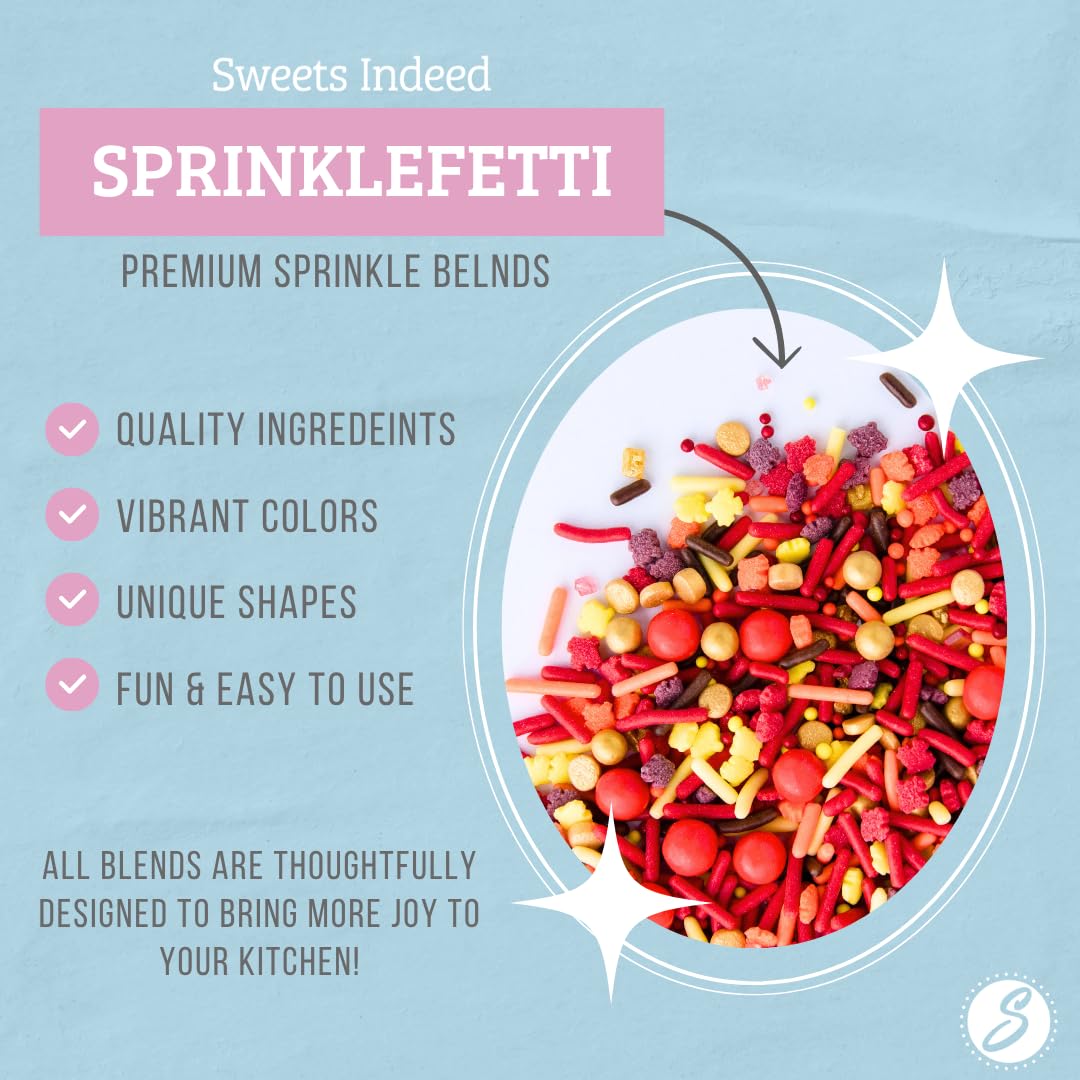 Sweets Indeed Thankful Fall Sprinklefetti Mix – 4 oz Jar | Autumn Sprinkles with Jimmies, Nonpareils, Leaf Quins & Sugar Pearls | Thanksgiving Cupcake & Cookie Decorations