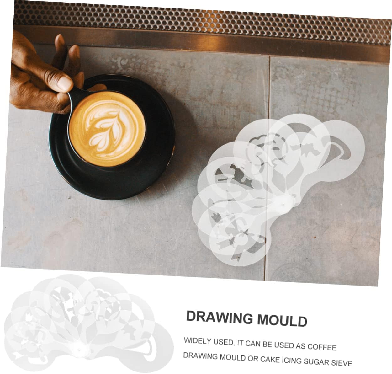 32pcs Coffee Stencils for Latte Art Cake Decorating Versatile Molds Diverse Patterns for Cappuccino Cupcake and Hot
