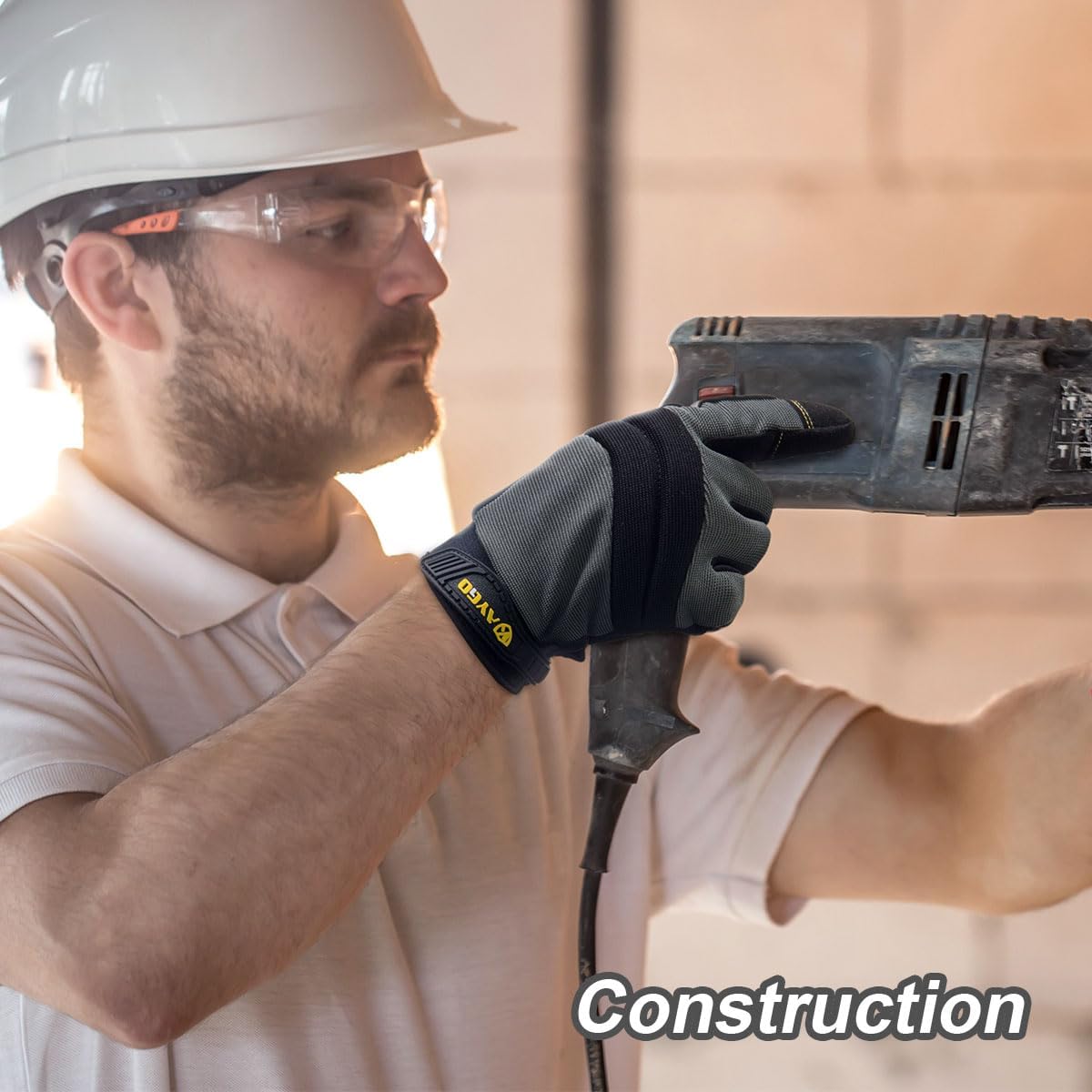 KAYGO Work Gloves For Men, KG125M Mechanic Utility Work Gloves for All Purpose, Excellent Grip, Heavy Duty, Improved Dexterity, Touch Screen,Large,3 Pair