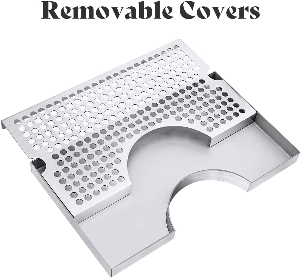 TMCRAFT Beer Drip Trays, Stainless Steel Kegerator Drip Tray with Non-Slip Rubber Pad, Highly Polished Surface Drip Tray for Restaurants, Kitchens, and Bars