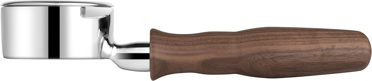 LILQ 58mm Bottomless Naked 2 Ears Portafilter Compatible with Gaggia Machines– Includes 18–20g Basket (Walnut, 58mm For Gaggia)