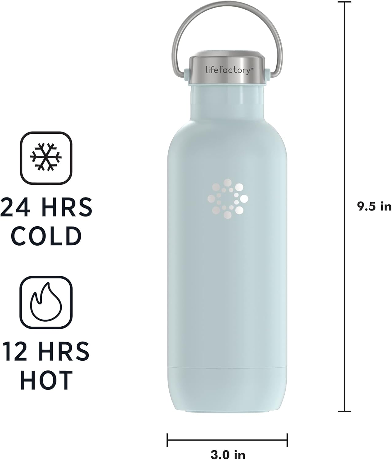 Lifefactory 20-Ounce Stainless Steel Vacuum-Insulated Sport Bottle, Mint