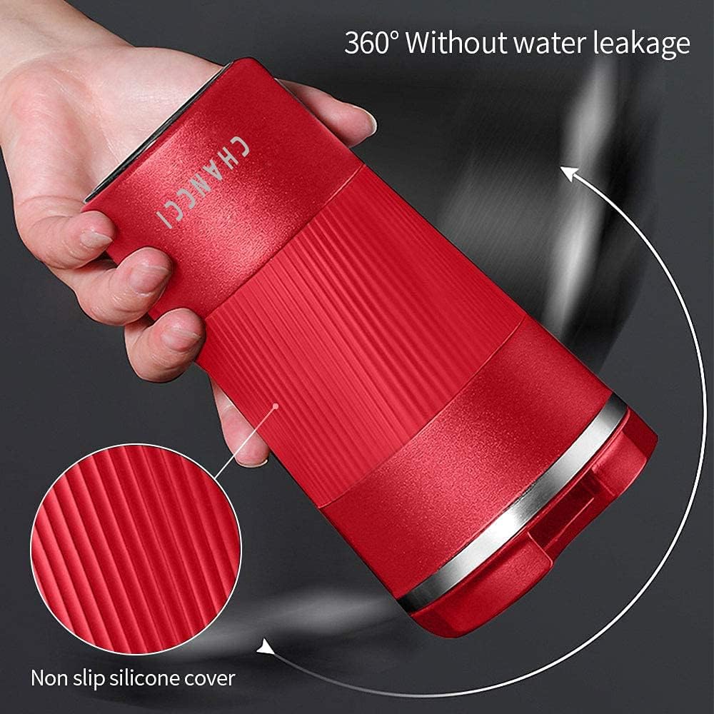 Travel Coffee Mug Spill Proof Leakproof 16 oz Insulated Coffee Mug with Screw Lid, Stainless Steel Vacuum Tumbler Reusable Thermal Coffee Cup to go for Hot and Cold Drinks -510ml,Red