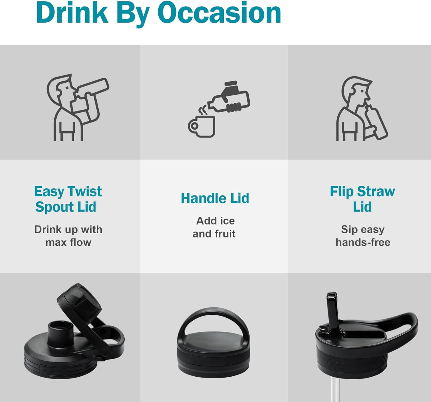 BUZIO 40 oz Water Bottle Insulated with Straw & 3 lid and Carrying Pouch, Leak Proof Anti-Slip Stainless Steel Water Flask Jug, Cold for 48 Hrs Double Vacuum Thermo Canteen, BPA-Free, Starry Indigo