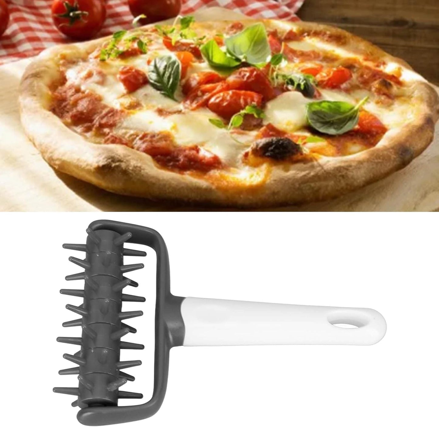Pizza Dough Docker Roller Plastic Pizza Pin Puncher Dough Hole Maker Docking Tool Pizza Making Accessories for Cookie Pie Pastry Bread(Grey)