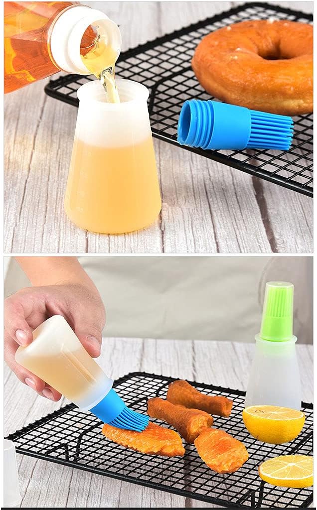 Silicone Oil bottle brush，BBQ/Pastry Basting Brushes,Silicone Cooking Grill Barbecue Baking Pastry Oil/Honey/Sauce Bottle Brush (4 PCS,orange)