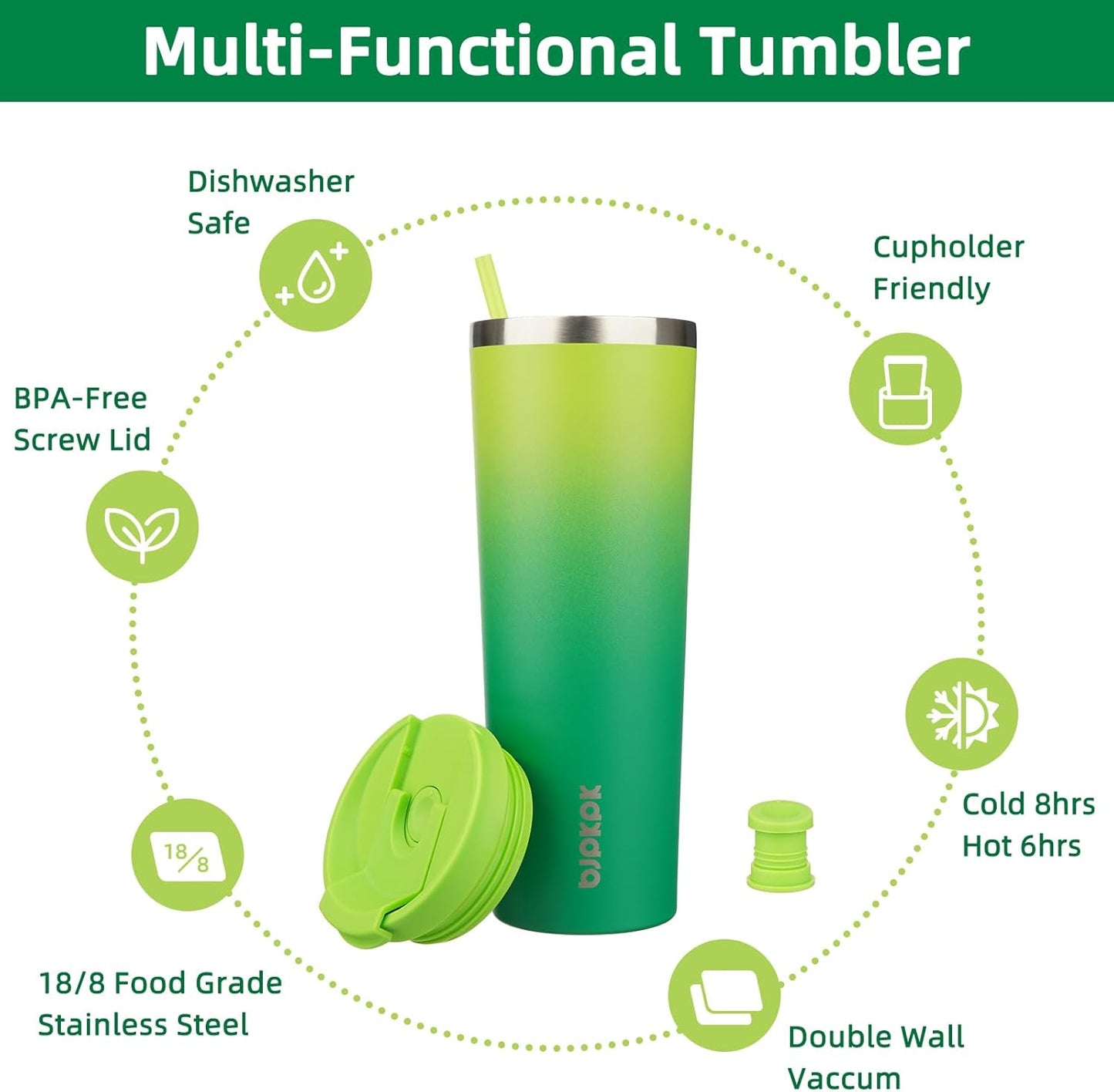 BJPKPK 30oz Tumbler With lid And Straw Stainless Steel Travel Coffee Mug Insulated Tumblers Cups,Bamboo Grove