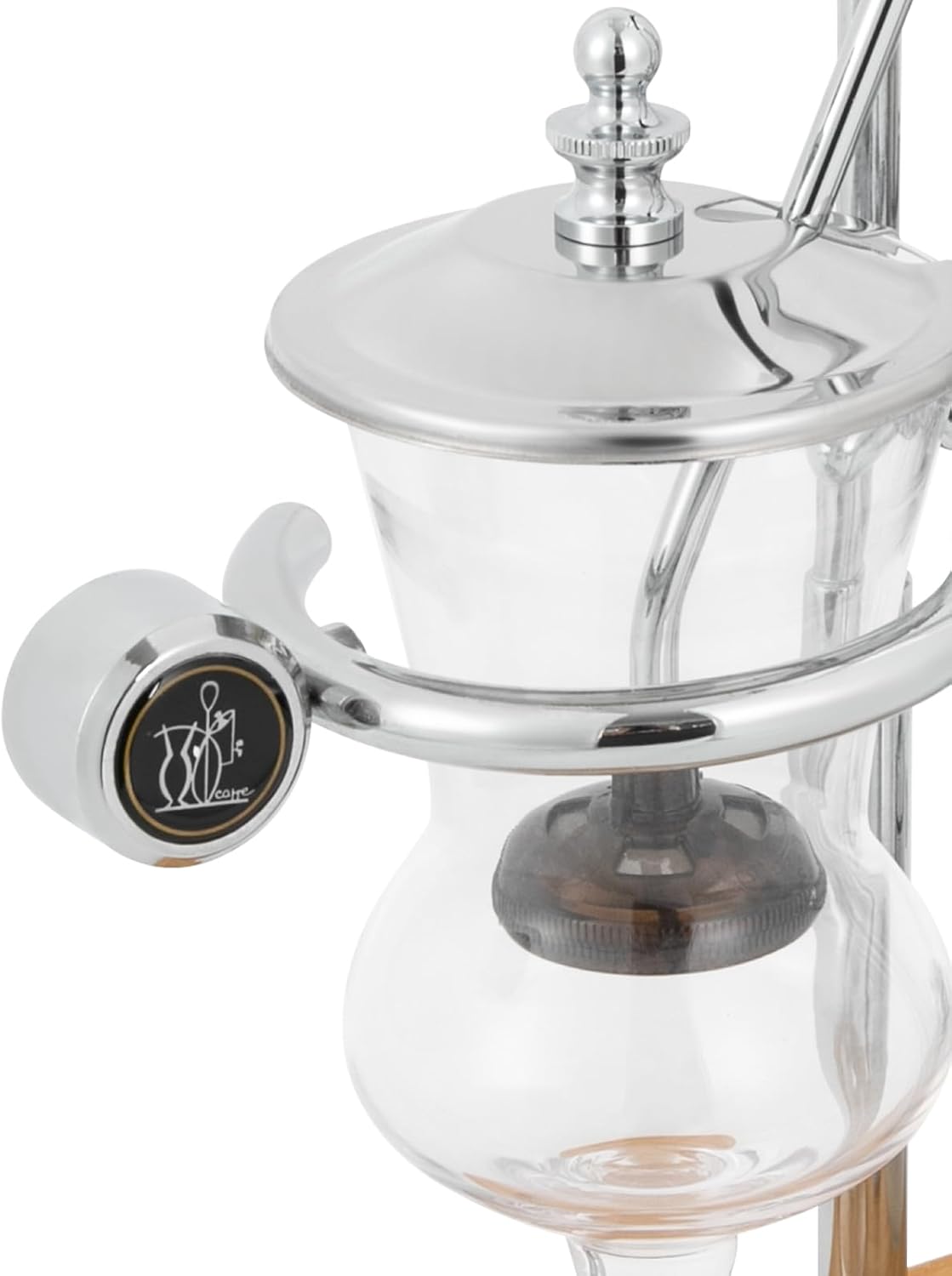Belgian Syphon Coffee Maker, Belgian Belgium Royal Family Balance Syphon Siphon Coffee Maker Vacuum Brewing System w/Measuring Cup & lcohol Burne, Sliver