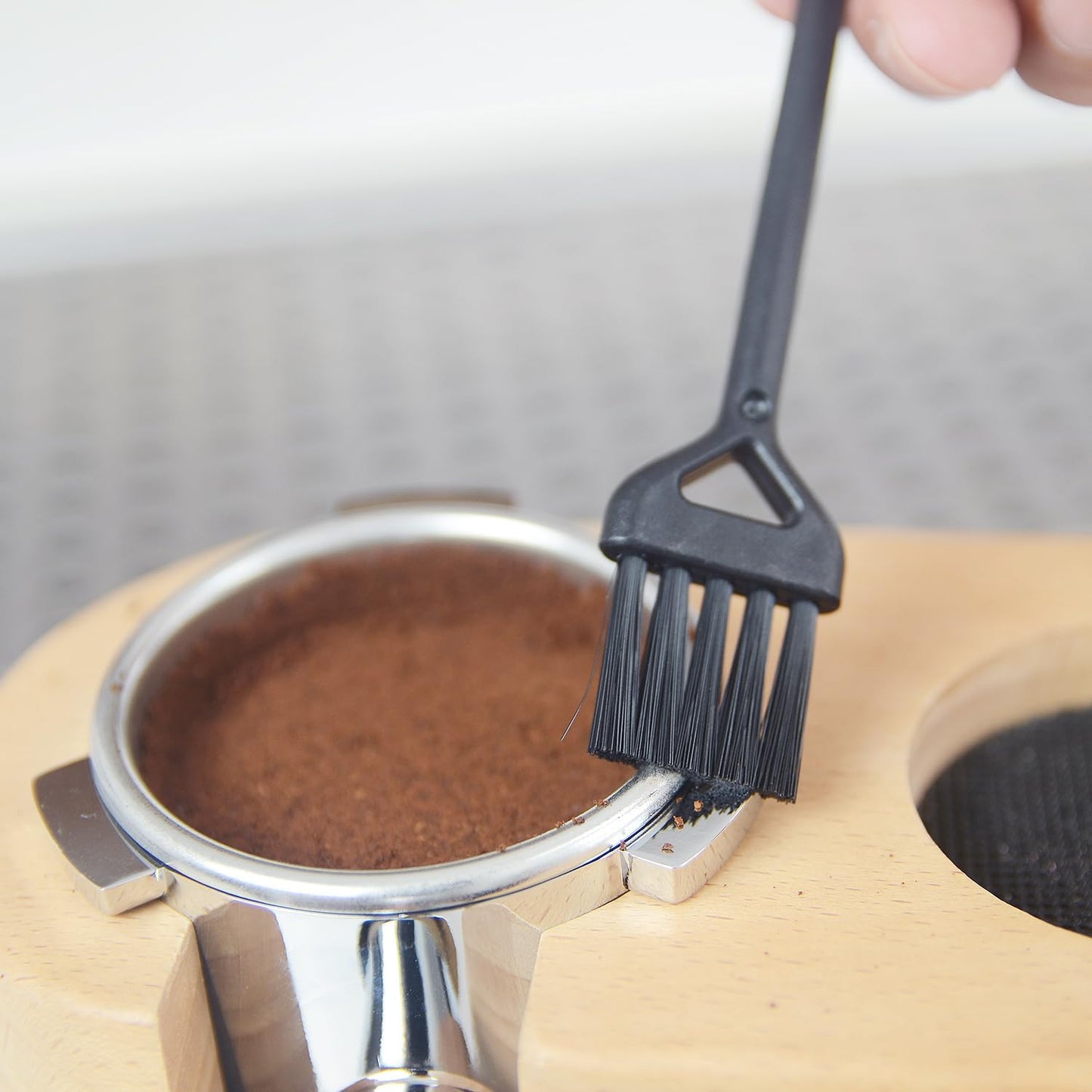 54mm Bottomless Portafilter 3 Ears Stainless Steel Espresso Portafilter Compatible with Puck Screen,Brush and Sandalwood Handle