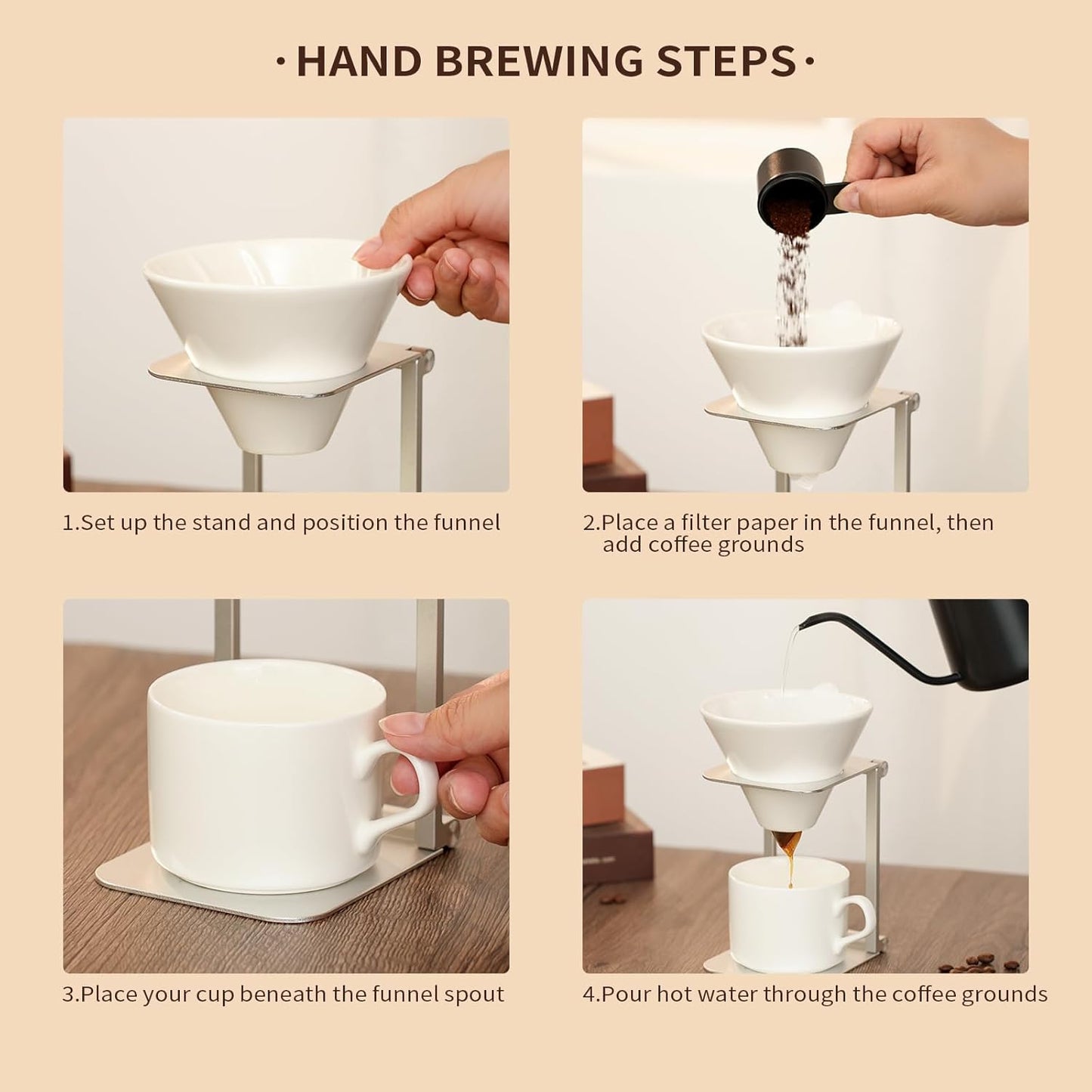 Pour over Dripper Stand,Portable &Foldable Espresso Machine Stand,Office coffee stand with base,Suitable for office,home,camping