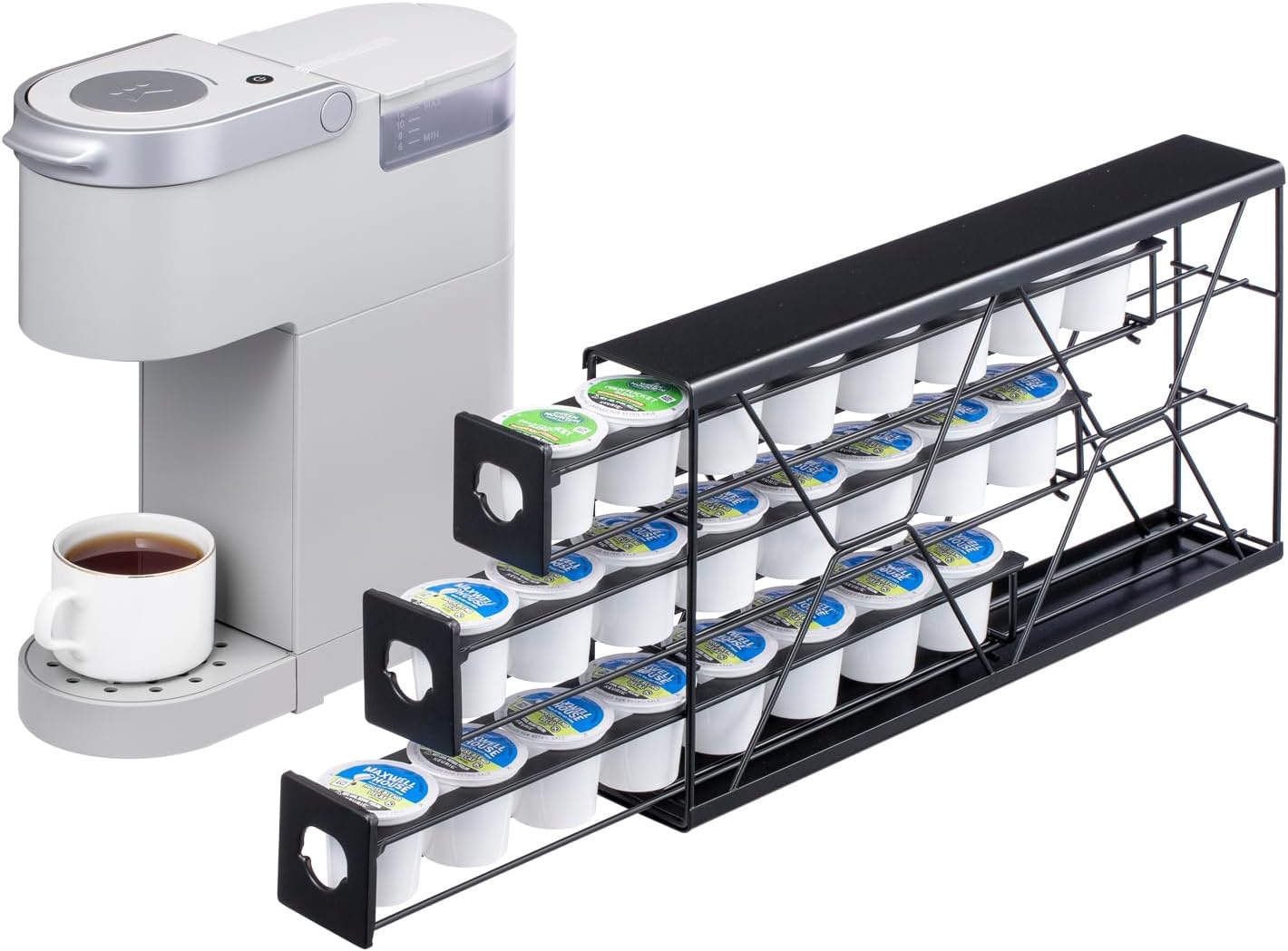Flagship K Cup Holder Drawer 3 Tier Coffee Pod Holder for K Pod Save Space Countertop Kitchen (24 Pods Capacity)