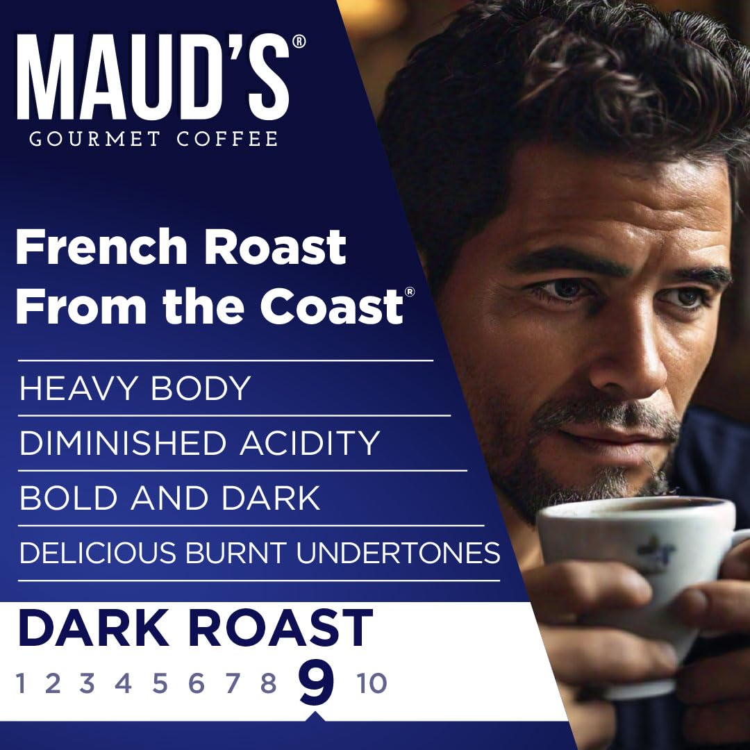 Maud's French Roast Coffee Pods, 100 ct, Dark Roast Coffee in Recyclable Single Serve Pods – 100% Arabica Coffee, Compatible with Keurig K Cups Maker