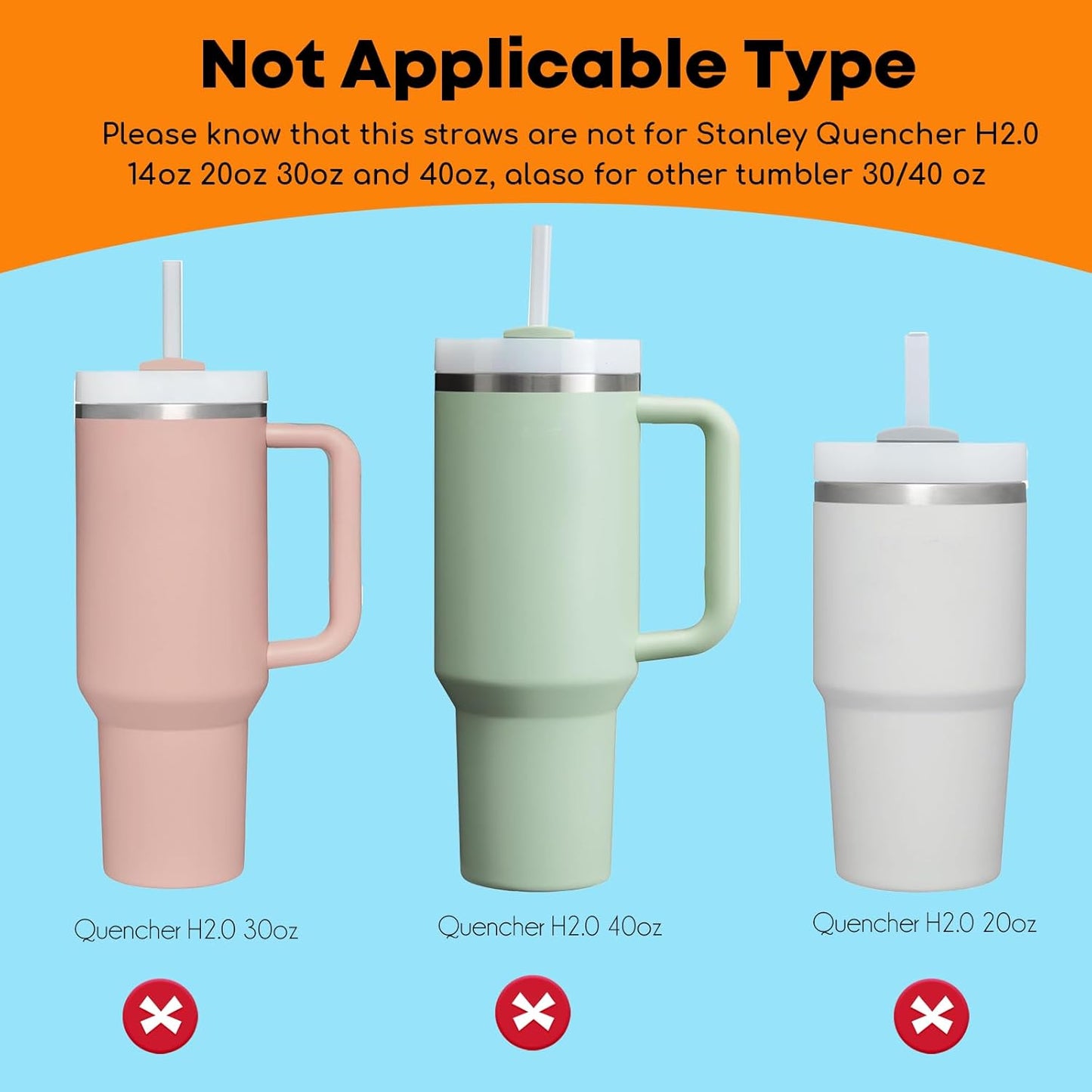 ALINK Stainless Steel Straws Compatible with Stanley Iceflow 20oz Flip Tumbler, 6 Pack Reusable Metal Straws for Stanley Ice Flow 20oz Cup Lid Only, Plus Straw Cleaner Brush