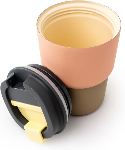 asobu Ultimate Stainless Steel Ceramic Inner Coating Coffee Mug with Double Walled Copper Lining Insulation, 12 Ounces (Peach)