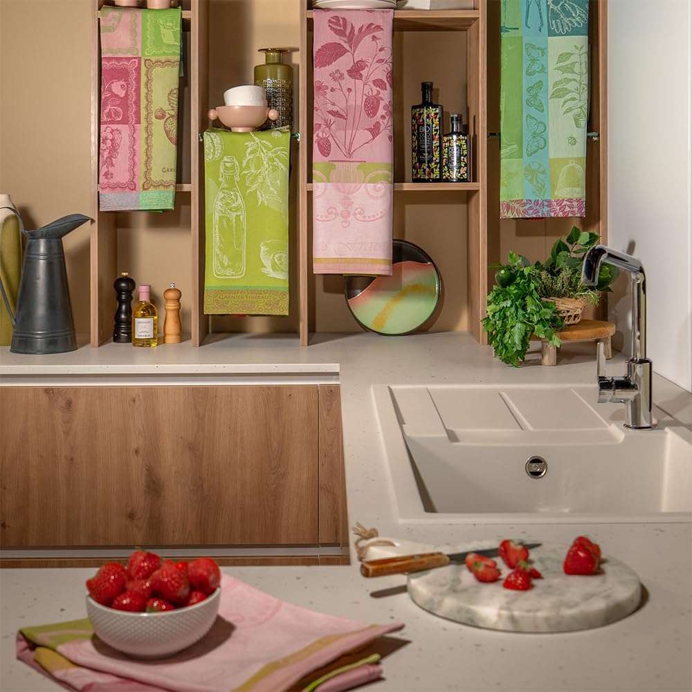 Garnier Thiebaut Champagne Des Fees Mousse (Fairy Champagne) French Kitchen Towel 22"x30", Cotton, Jacquard