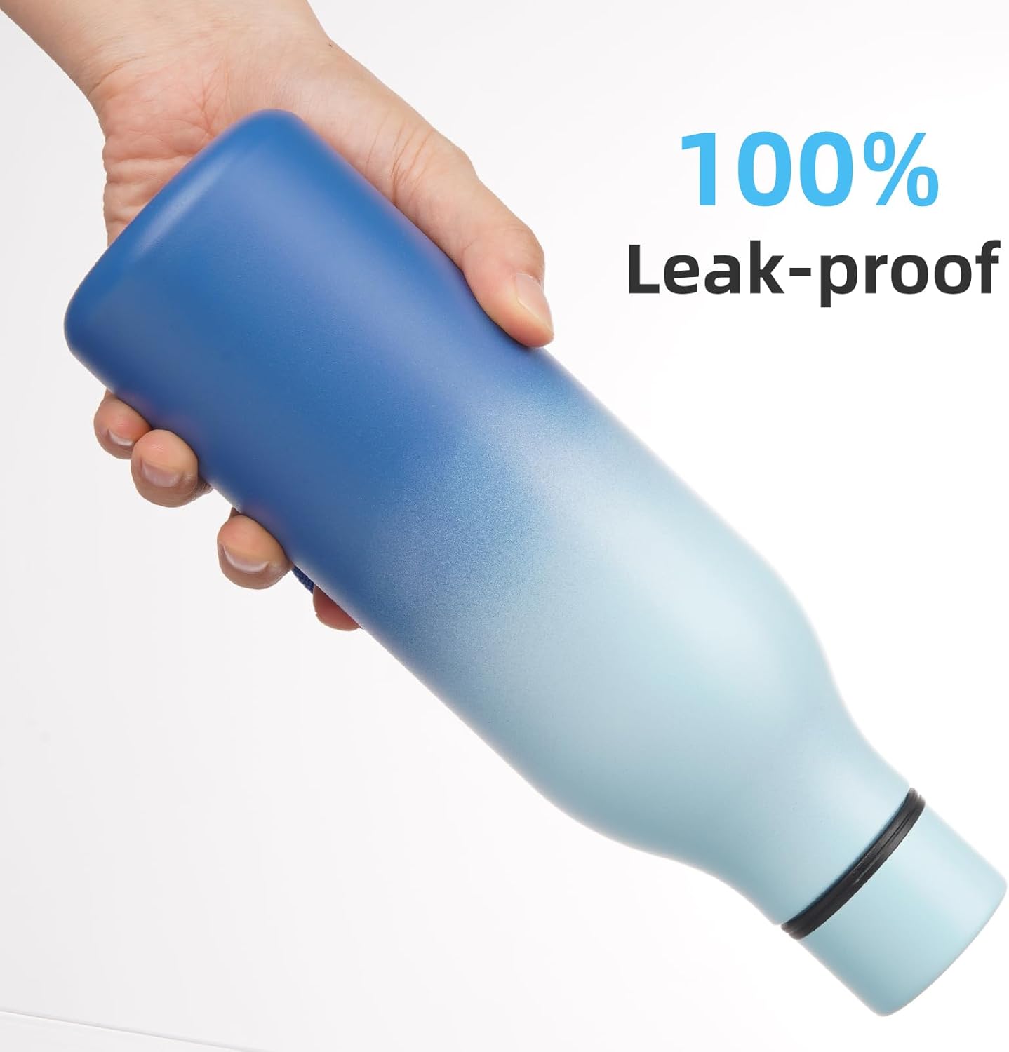 Insulated Water Bottle with Strap,18 oz Double Wall Stainless Steel Vacuum Bottles Metal Water Flask,Sky