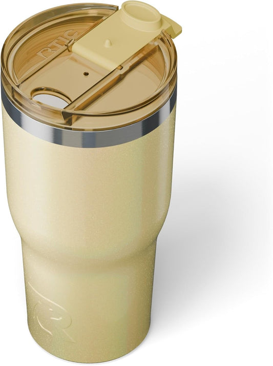 RTIC 30oz Essential Tumbler with Lid, Insulated, Stainless Steel, Metal, Double Wall Vacuum-Insulation, Ceramic Lined, Travel Cup for Iced Coffee, Tea, Hot and Cold Drink, Sunlight Glitter
