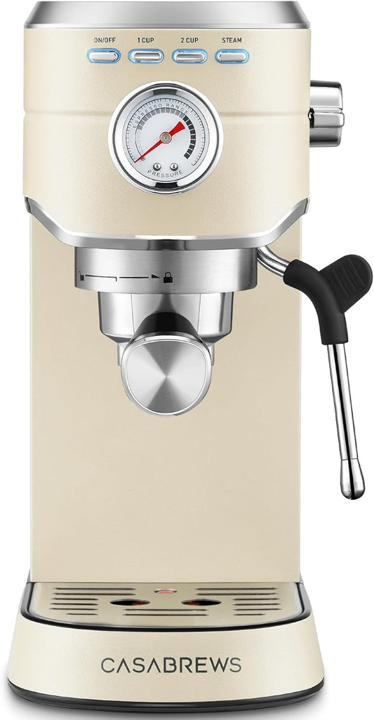 CASABREWS CM5418 Espresso Machine 20 Bar, Espresso Maker with Milk Frother Steam Wand, Stainless Steel Espresso Coffee Machine with 34oz Removable Water Tank, Creamy