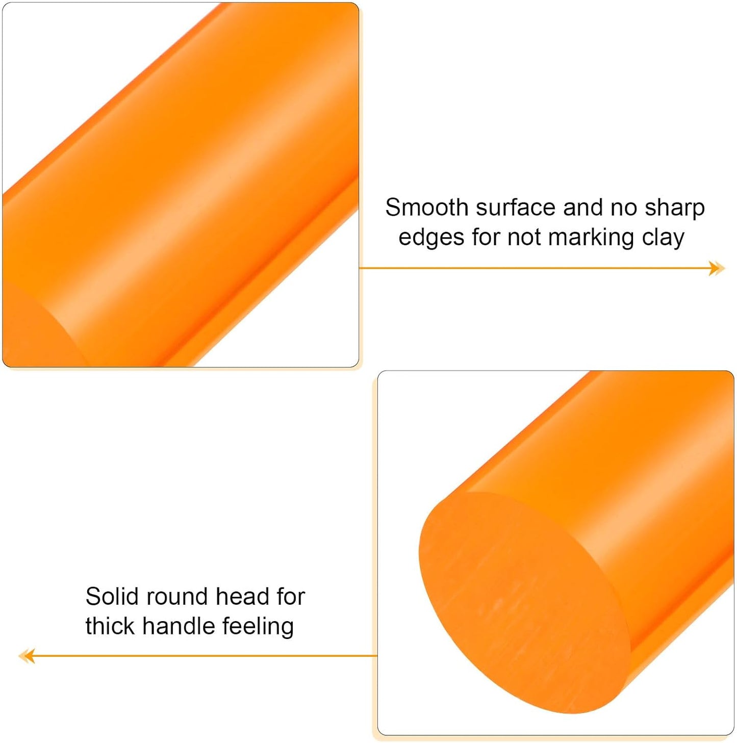 HARFINGTON Acrylic Clay Roller 8 Inch x 1 Inch Solid Non-Stick Plastic Round Tube Roller Polymer Clay Rod Fondant Rolling Pin for Shaping, Sculpting, Modeling DIY Crafts, Orange