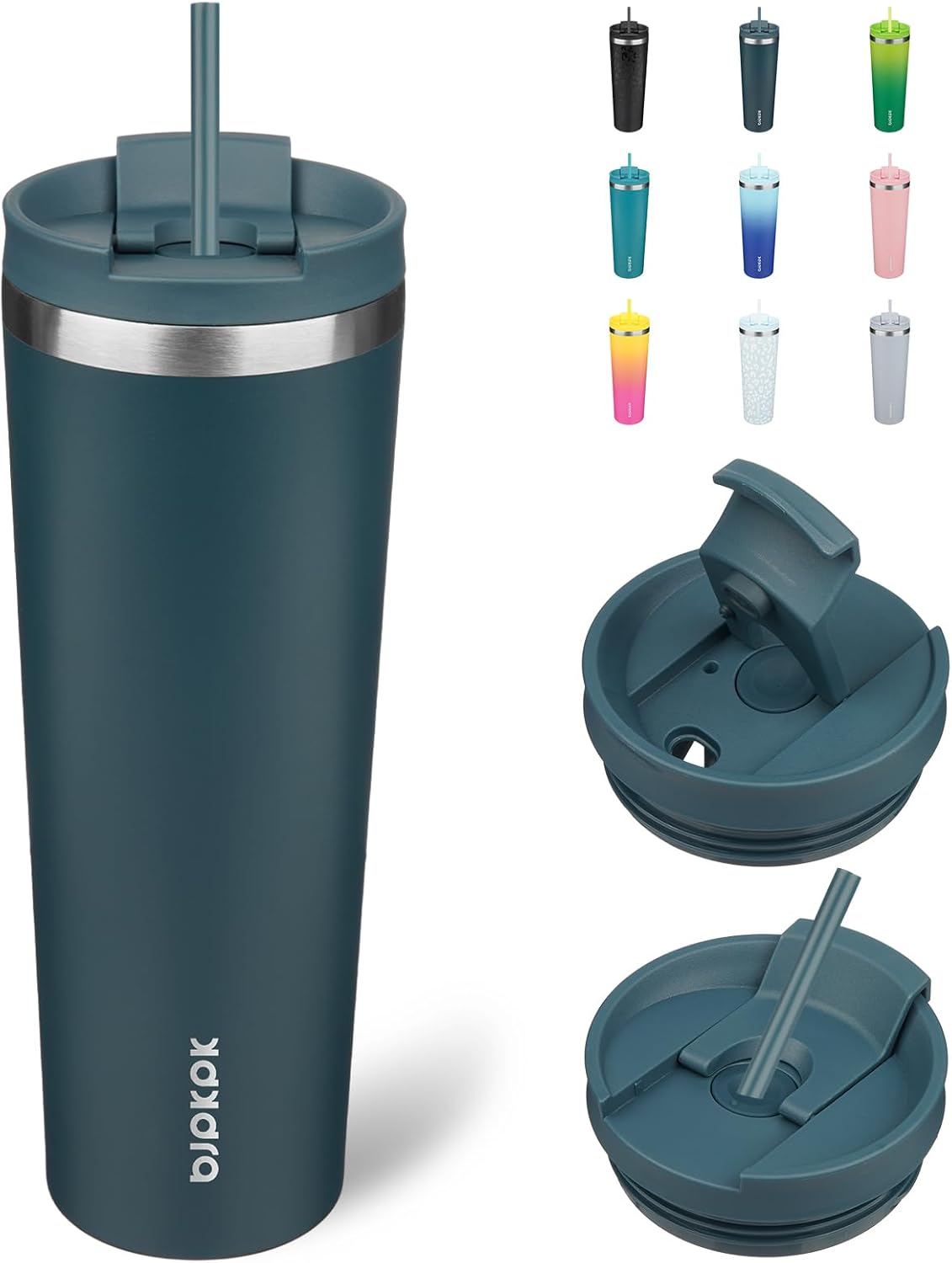 BJPKPK 30oz Stainless Steel Insulated Tumbler With lid And Straw Travel Coffee Thermal Tumblers Cup For Women And Men,Navy Blue