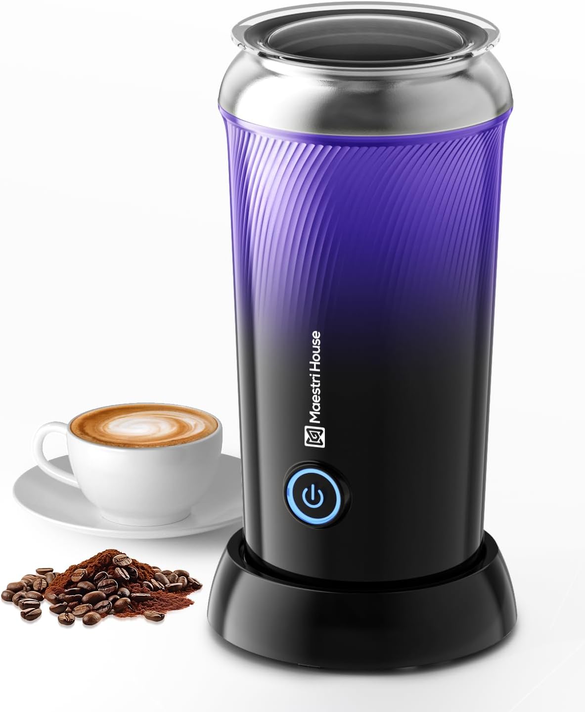 Maestri House Milk Frother, 3-in-1 Hot & Cold Mik Frothing Steamer, 8.12OZ/240ML Touch Control Foam Maker, Compact Space-saving Design for Latte, Cappuccino and Warm Milk