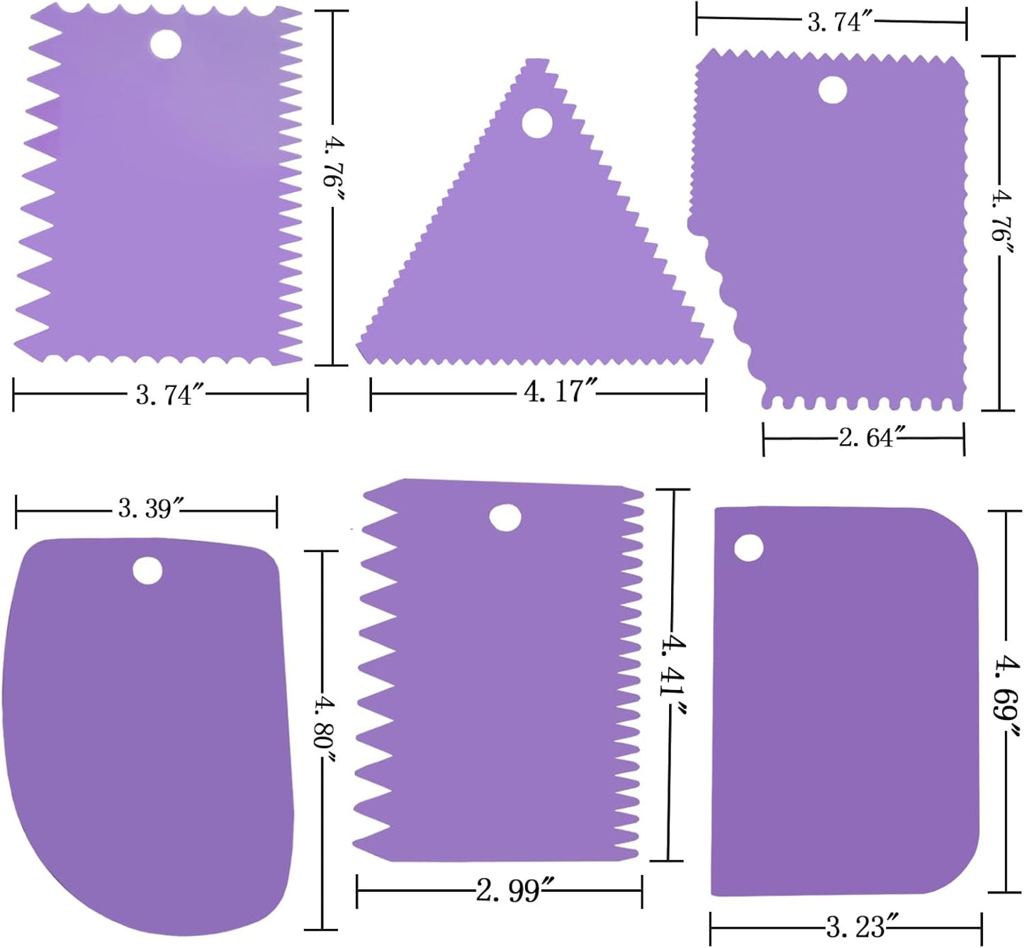 6pcs Cake Scraper Decorating Comb and Icing Smoother Reusable Bread Cream Pizza Cutter-Purple