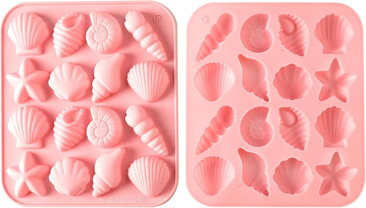 2-Pack rice flour Seashell Silicone Molds for Chocolate Candy Baking Decorations rice flour