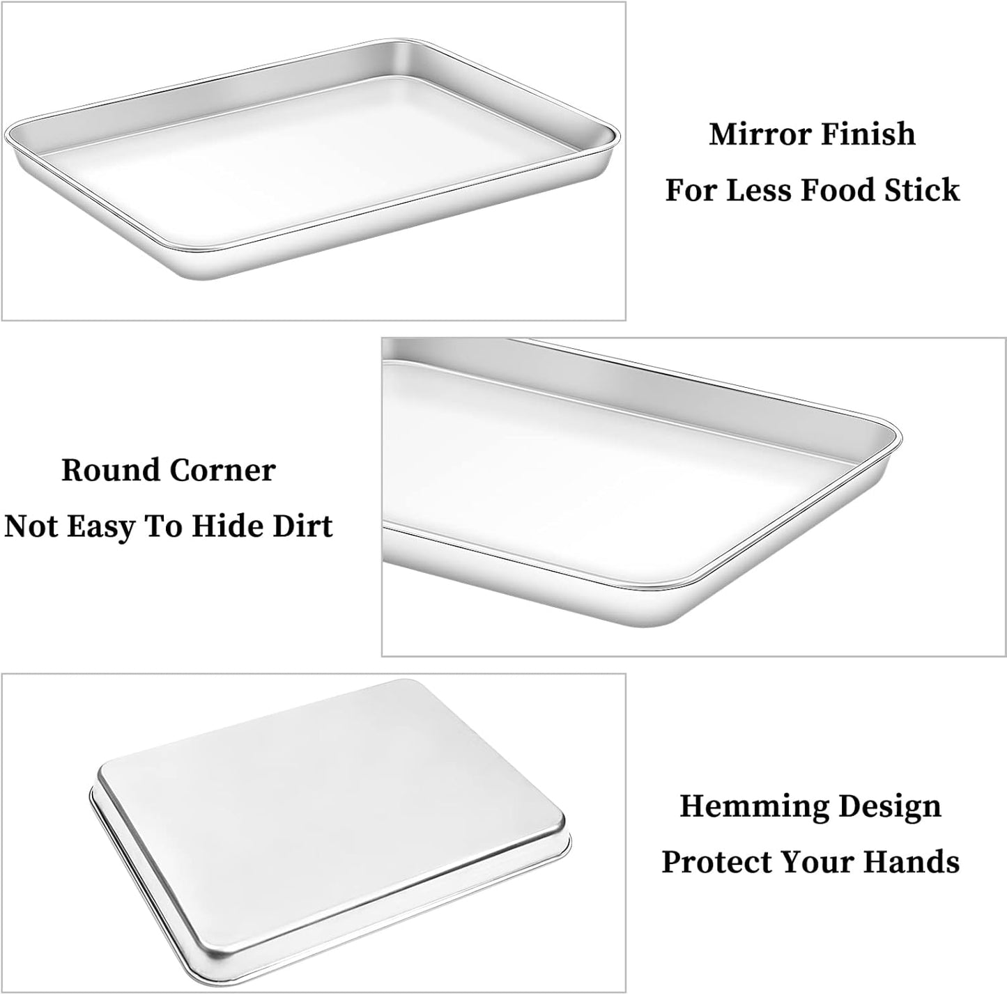 Deedro Baking Sheet with Rack Set [2 Sheets + 2 Racks], Stainless Steel Cookie Half Sheets Baking Pan Oven Tray with Cooling Rack, 12 x 10 x 1 Inch, Heavy Duty, Non-toxic, Easy Clean