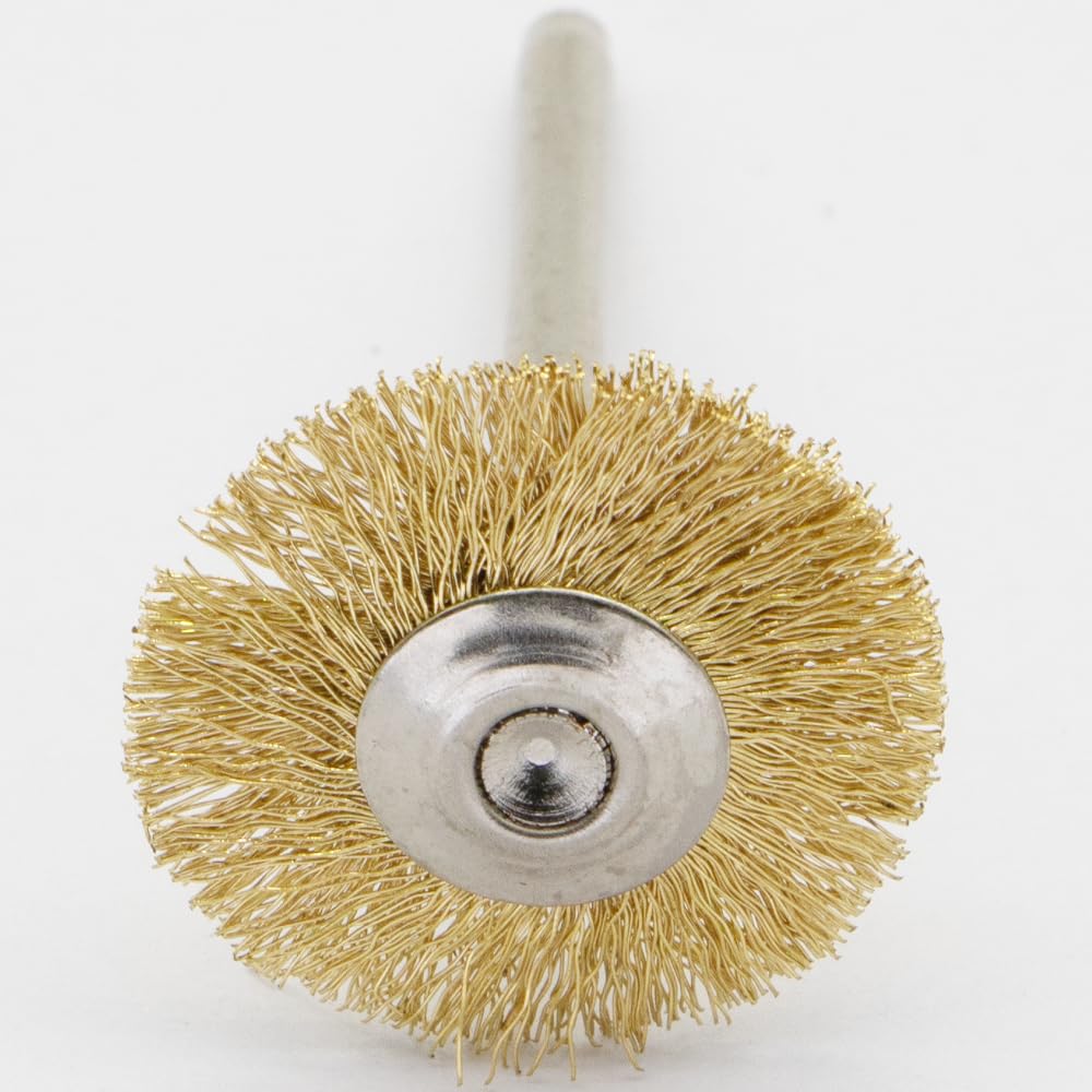 20PCS T-shaped Brass Wire Brushes - Metal Rust Removal, Cleaning, and Polishing - 22mm Diameter, 1/8″ (3mm) Shaft - Removes Burrs and Oxide Layer - Handles Rough Surfaces - Rotary Tool Accessories