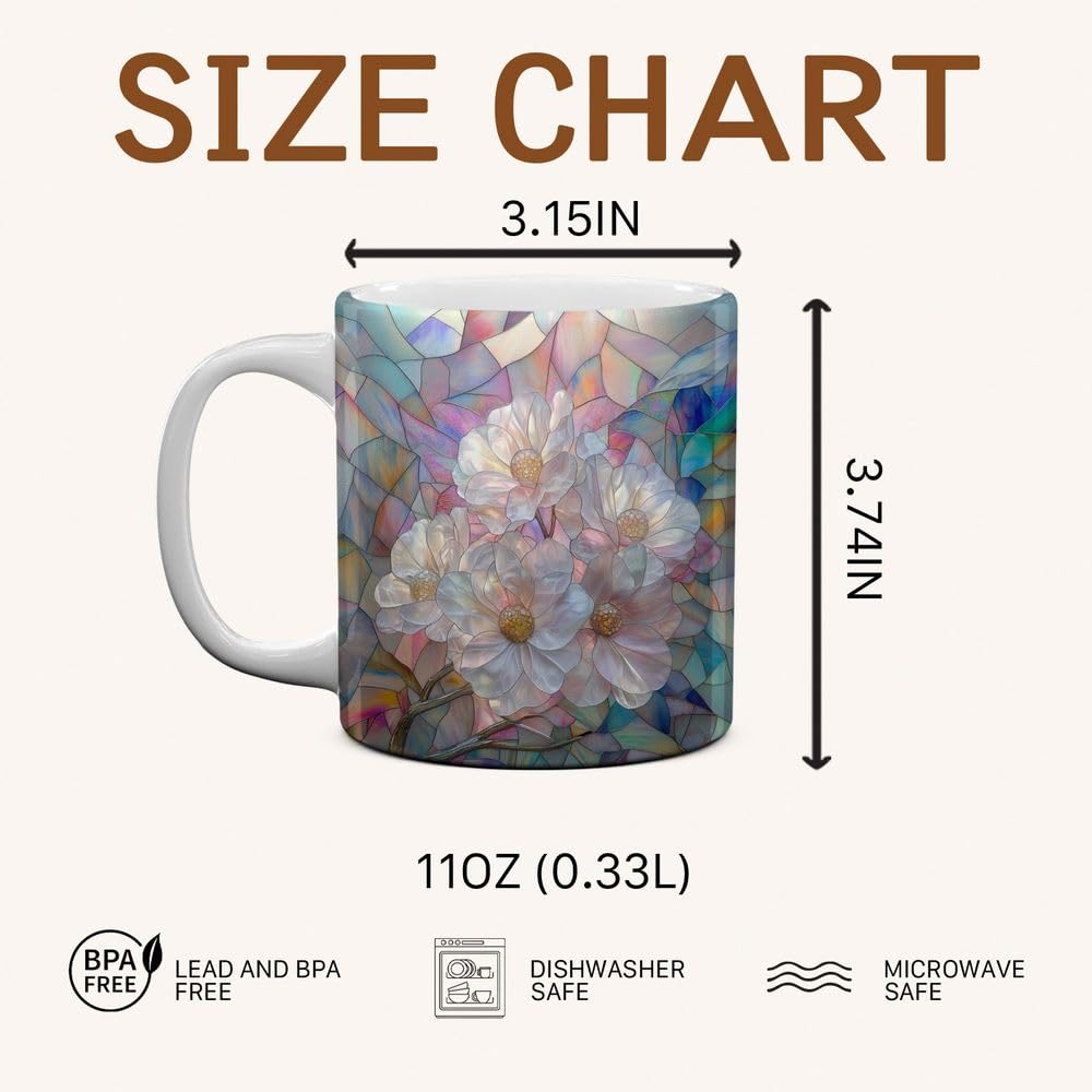 Colorful Flower blooms Coffee Mug - Spring Floral Lover Mugs Gifts for Women Men - Birthday, Christmas Gift for Friend Mom Dad Wife Husband - 11oz Printed Ceramic Cup
