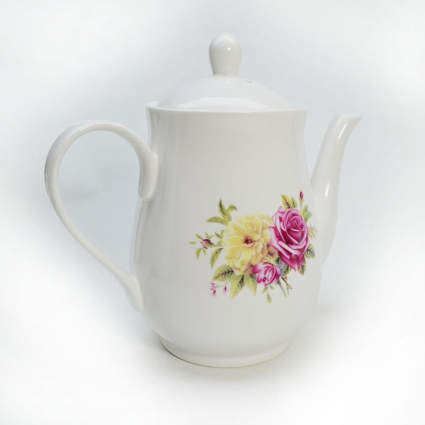 European Style Porcelain Teapot, Coffee Tea Water Pot Vintage Ceramic Kettle (50oz)