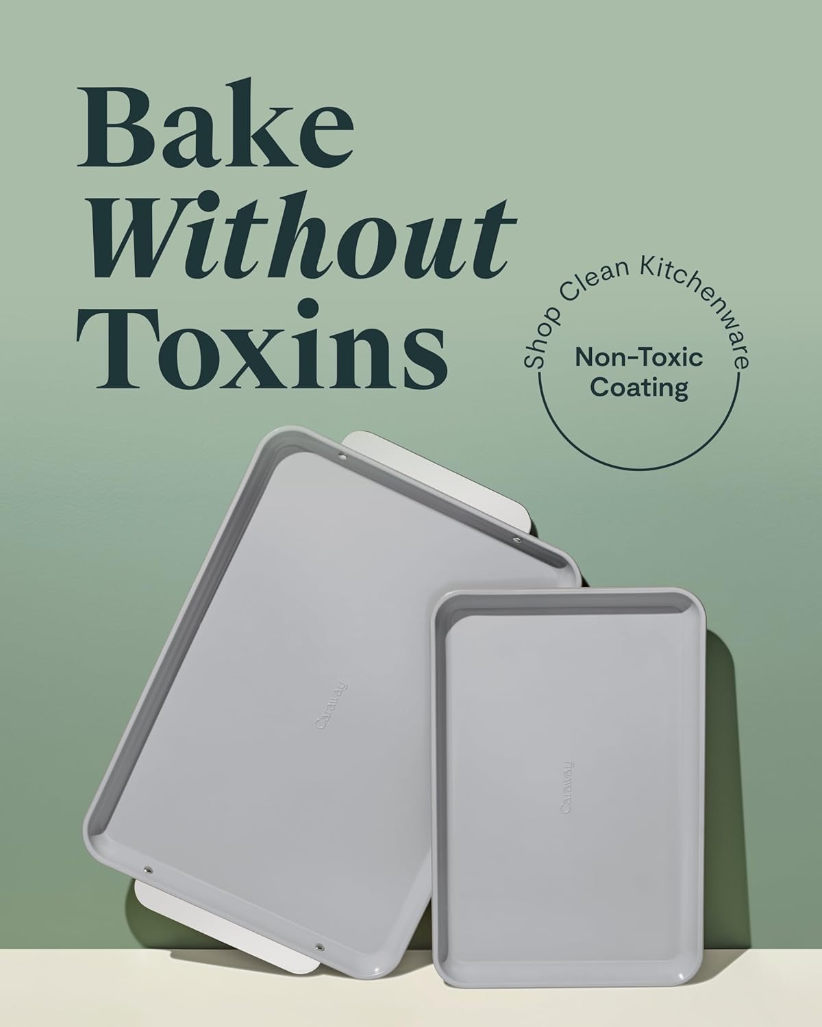 Caraway Non-Stick Ceramic Baking Sheet Duo - Naturally Slick Ceramic Coating - Non-Toxic, PTFE & PFOA Free - 18 x 13" Large & 15 x 10" Medium - White