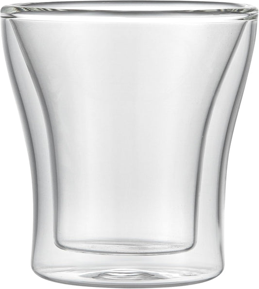 Restaurantware-Forma Professional 3.4 oz Double Wall Shot Glasses, 12 Insulated Espresso Cups - Dishwashable, Reusable, Clear Glass Coffee Cups, Freezable, For Hot Or Cold Beverages