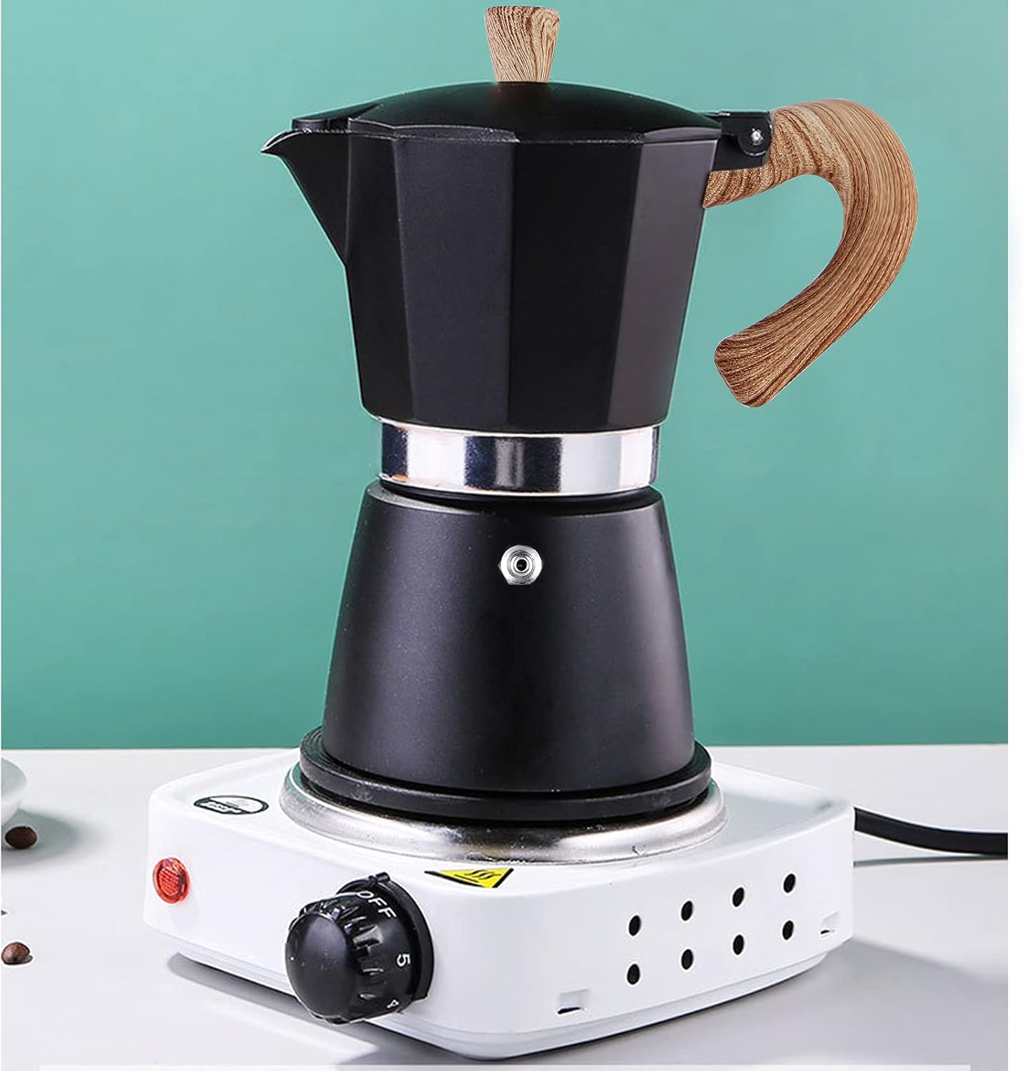 AIFUSI Moka Pot, Italian Coffee Pot 3 Cup/5 oz Stovetop Espresso Maker Stovetop Camping Manual Cuban Coffee Percolator Machine Italian Espresso Greca Coffee Maker Brewer Percolator
