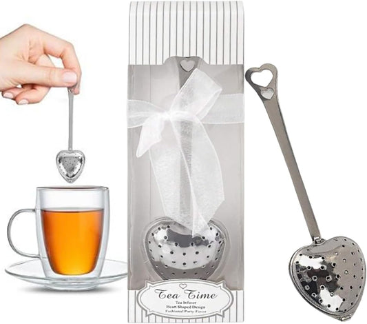 RoseAuroma Set of 20 Pieces Tea Infuser Stainless Steel Long Grip Spoon Loose Tea Leaf Filter Heart Shaped Mesh Tea Strainer,Great Souvenirs Gift for Tea Lovers or Party etc.
