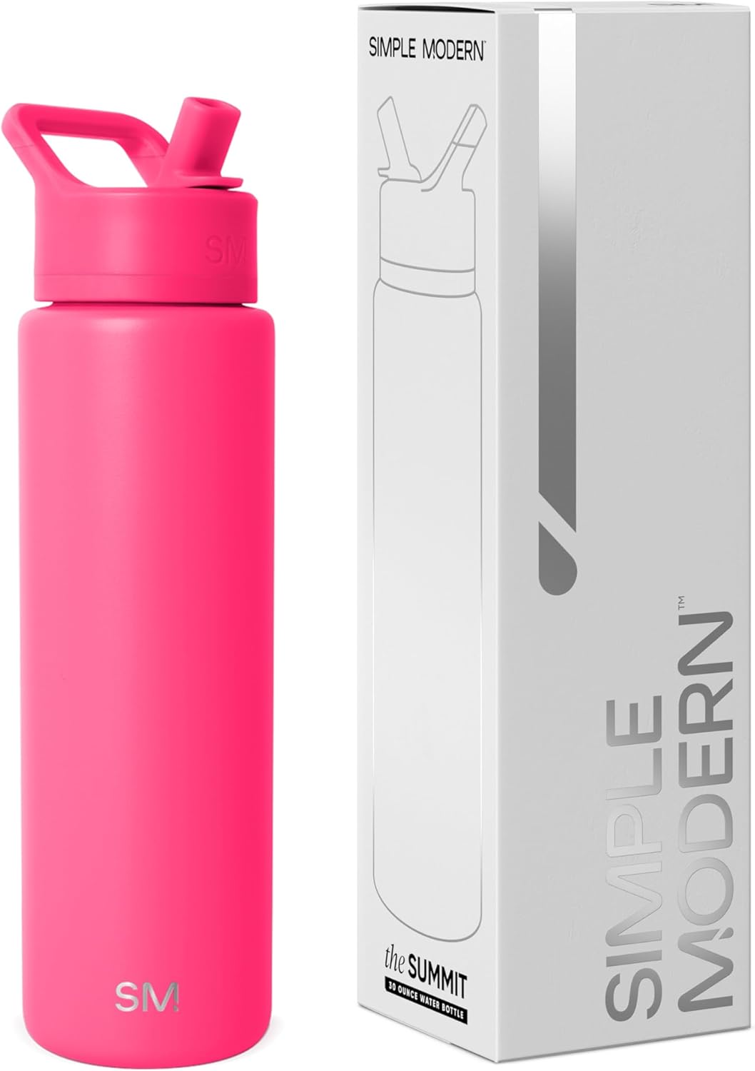 Simple Modern Water Bottle with Straw Lid | Vacuum Insulated Stainless Steel Metal Thermos | Reusable Leak Proof BPA-Free Flask for Sports Gym | Summit Collection | 30oz, Malibu