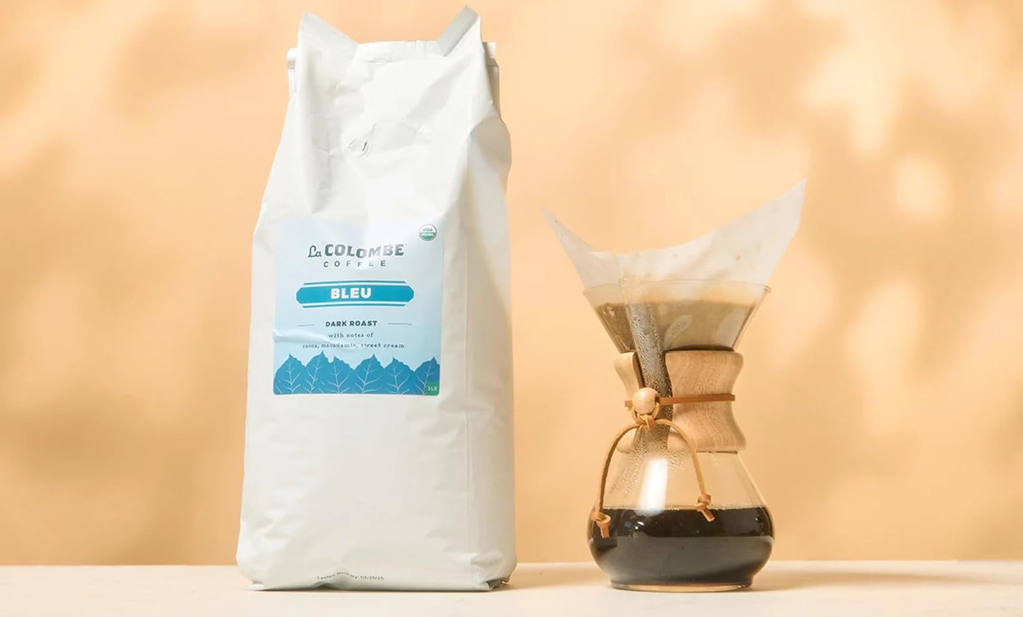 La Colombe Bleu Organic Dark Roast Whole Bean Coffee - Notes of Cocoa, Macadamia & Sweet Cream, 5 Pound (Pack of 1)