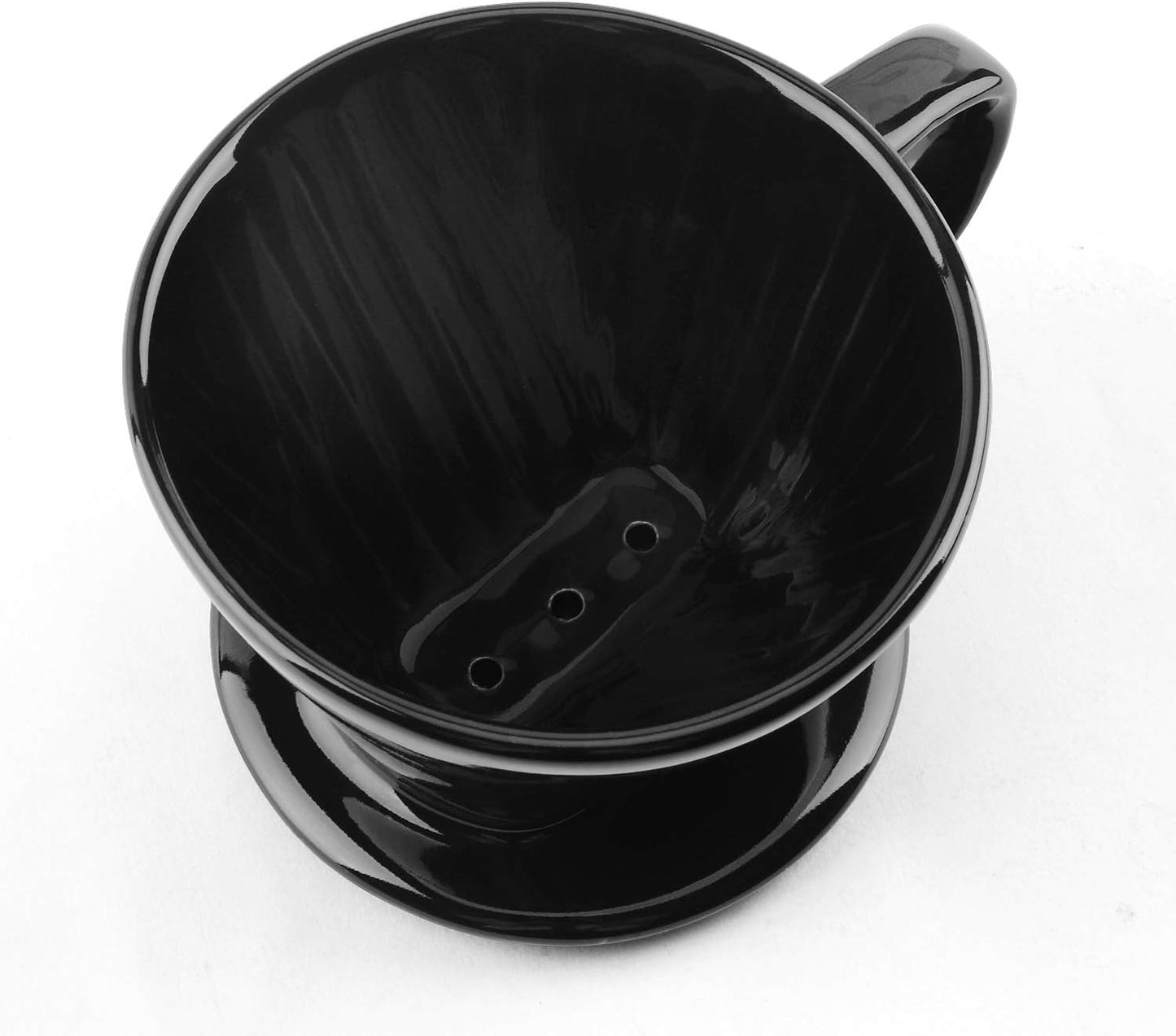 Yeeco Black Ceramic Coffee Dripper, Size 02 Filter With 3 Drip Holes, Manual Pour Over Brewing for Home, Office and Cafe