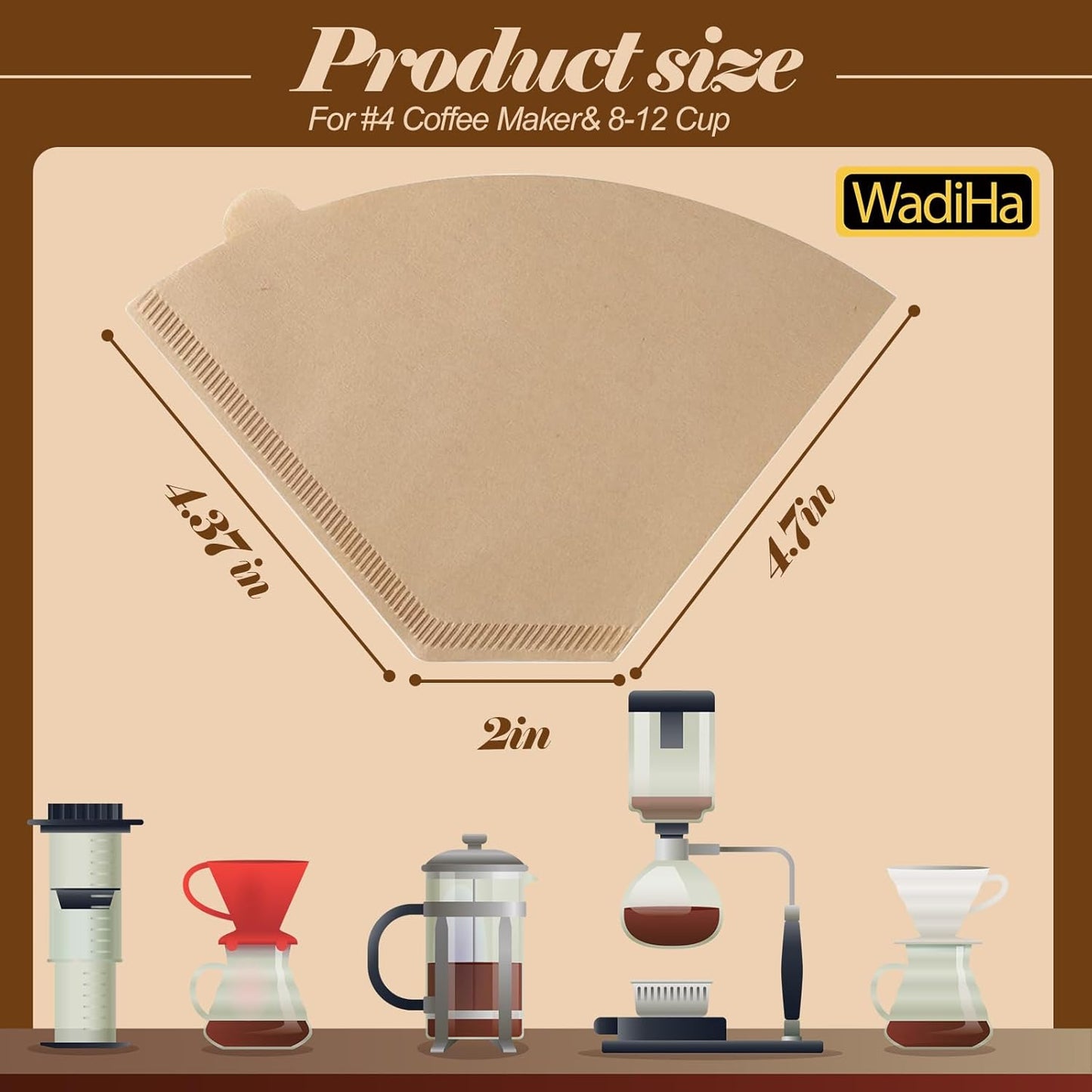 Disposable Coffee Paper Filters, 160 Pcs #4 Cone Coffee Filter 8-12 Cup (Natural Unbleached) for Ninja Coffee Maker