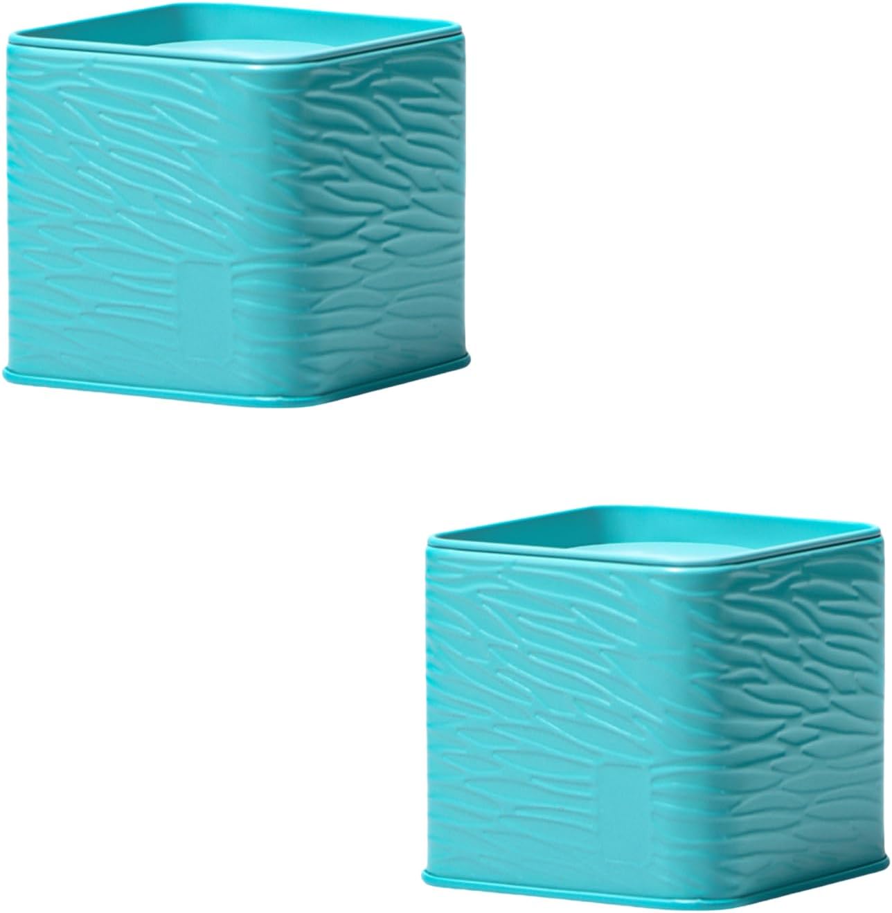 HAN SHENG 2 Pcs Decorative Square Tea Tin Tea Storage Containers Loose Tea Storage Coffee Tins Food Storage Container for Tea Coffee Herb Candy Chocolate Sugar Spices (Light Blue)