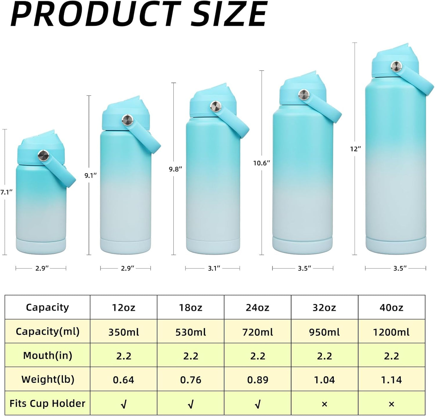 BJPKPK Water Bottle with Straw Lid, 32oz Vacuum Insulated Water Bottles, Metal Stainless Steel Thermos for Sports, Travel, BPA Free Leak Proof Thermos, Cups, Flasks, Tumblers,Sea Salt