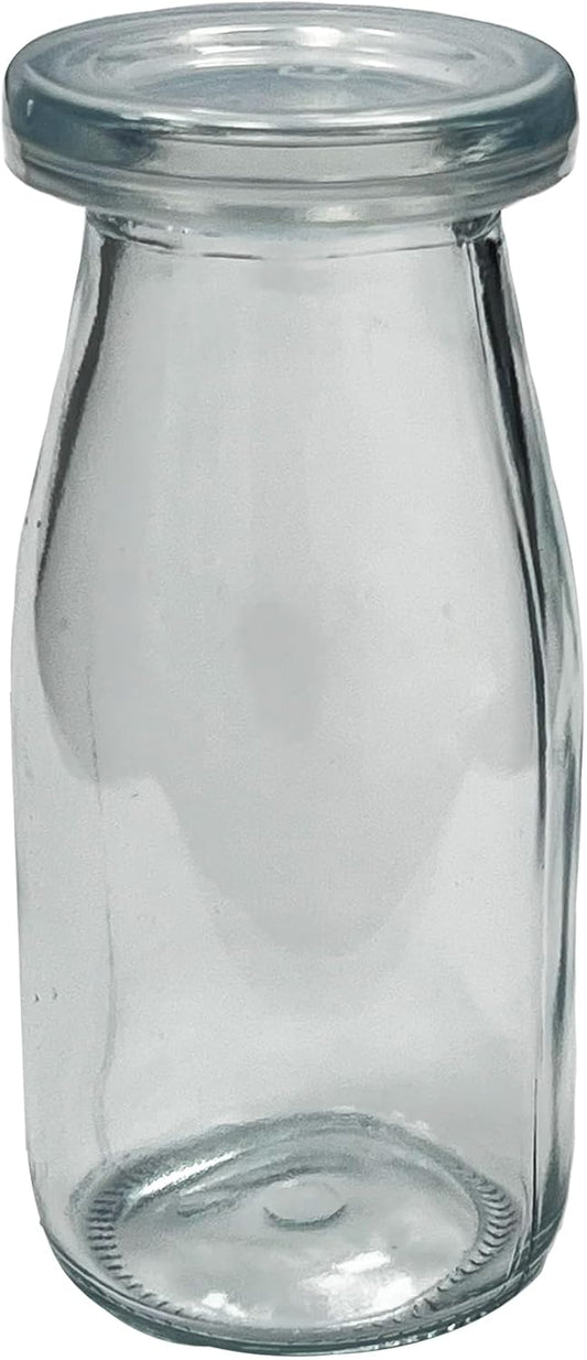 6.76 oz / 200ml Vintage Glass Bottle with Leakproof Clear Lid, Reusable & Eco-Friendly – Ideal for Milk, Juices, Smoothies, Infused Water, BPA-Free Glass Bottle (48-Pack)