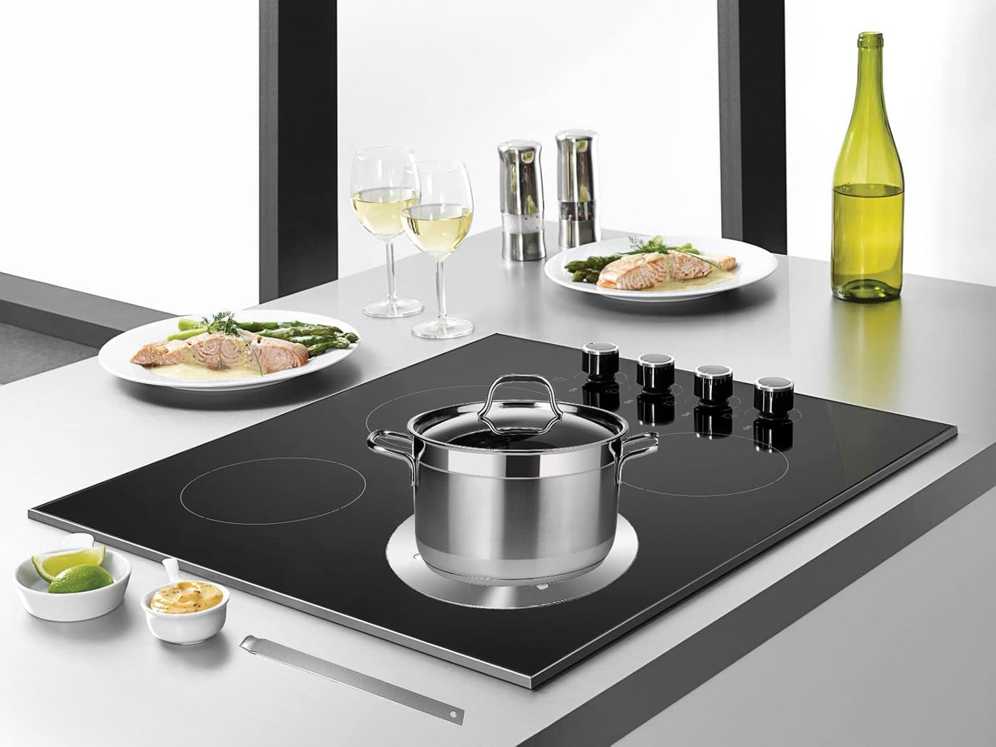 Heat Diffuser Plate, Grouarty Stainless Steel Cooking Induction Adapter Simmer Plate for Electric Gas Glass Cooktop Hob Ring, Induction Cooktop Converter Plate With Handle 9.45inch