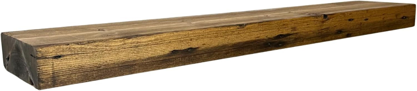 Modern Timber Craft Reclaimed Wood Floating Wall Shelf | Solid Rustic American Barnwood, Floating Shelf Brackets | 2.75" Thickness | 12" L x 7" D, Early American, Planed and Sanded, 3 Pack